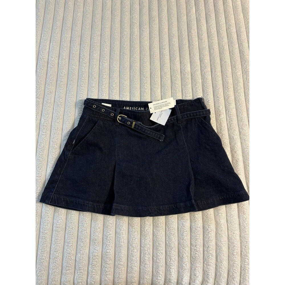 NWT American Eagle Low-Rise Mini Skort Womens 6 Denim Pleated Bratz Schoolgirl